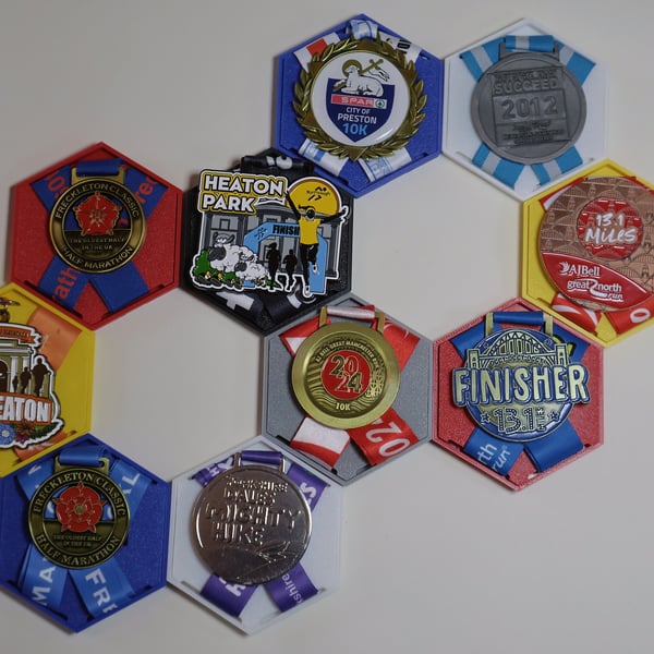 Honeycomb Medal Display Holder - various colours available 