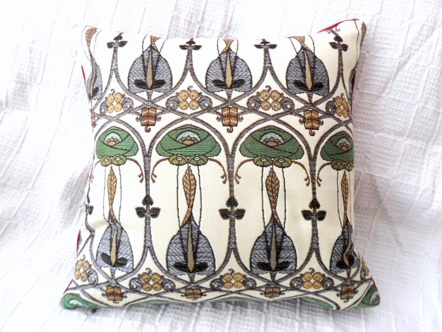 Cushion in an Art Nouveau fabric