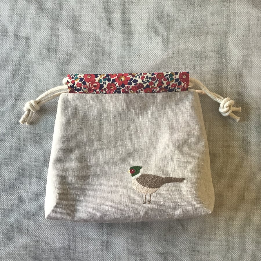 Embroidered Pheasant Bag