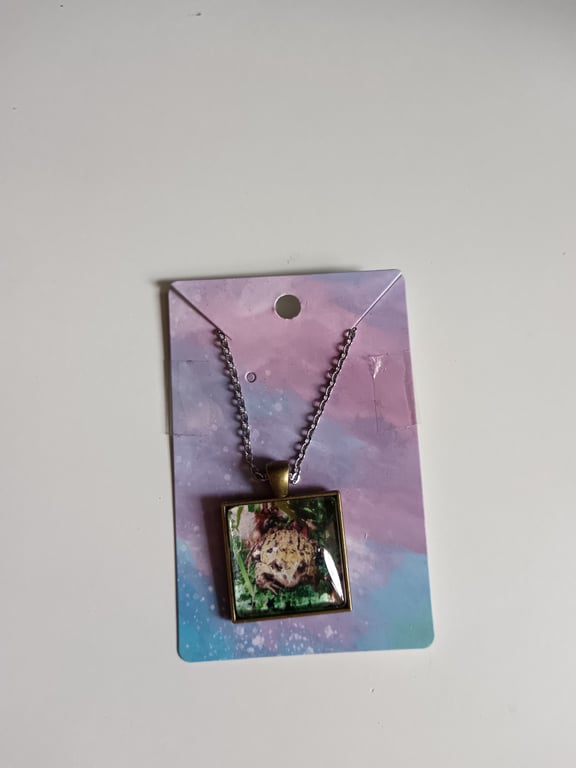 Quirky British Toad Amphibian Photography square necklace