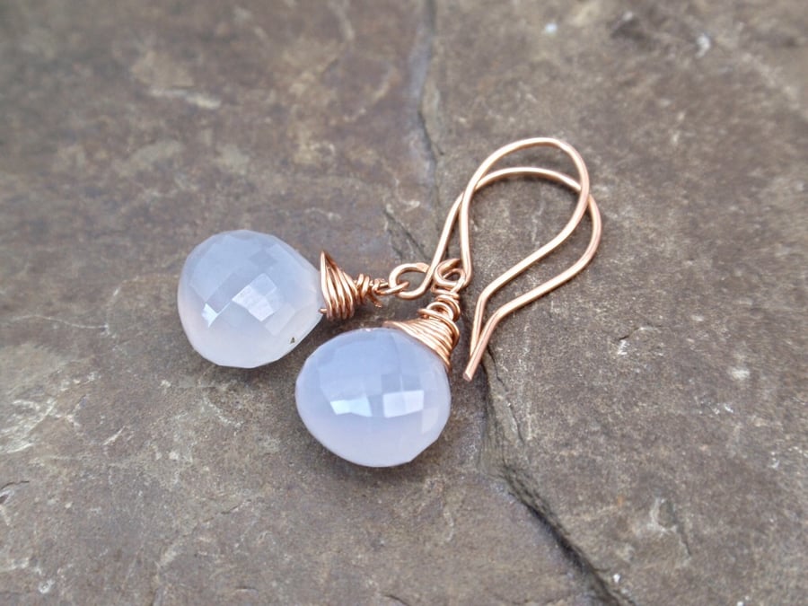 Rose gold chalcedony earrings