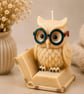 Cute Owl Candle with Glasses Handmade Soy Wax Candle Book Lover Gift Cozy Cottag
