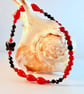 Red Bamboo Coral Bracelet With Black Spinel And Swarovski Butterfly - Image 2