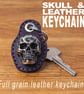 Handmade Leather Skull Keychain: Badalassi Pueblo, Rock,Goth Style Key Fob