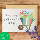 Plantable Father's Day Card with Wheelbarrow  - Wildflower Seed Paper