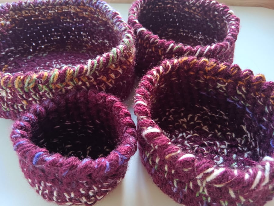 Crochet Nesting Baskets (Dark and Rich) - set of 4, so practical!