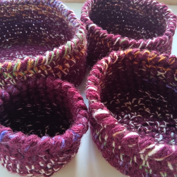 Crochet Nesting Baskets (Dark and Rich) - set of 4, so practical!