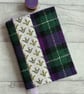 A6 'Harris Tweed®' Notebook Cover - Purple,Green Tartan & Liberty London Print