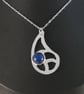 Sterling Silver Lapis Lazuli Pierced Teardrop Necklace (SKU201025D) - Image 2