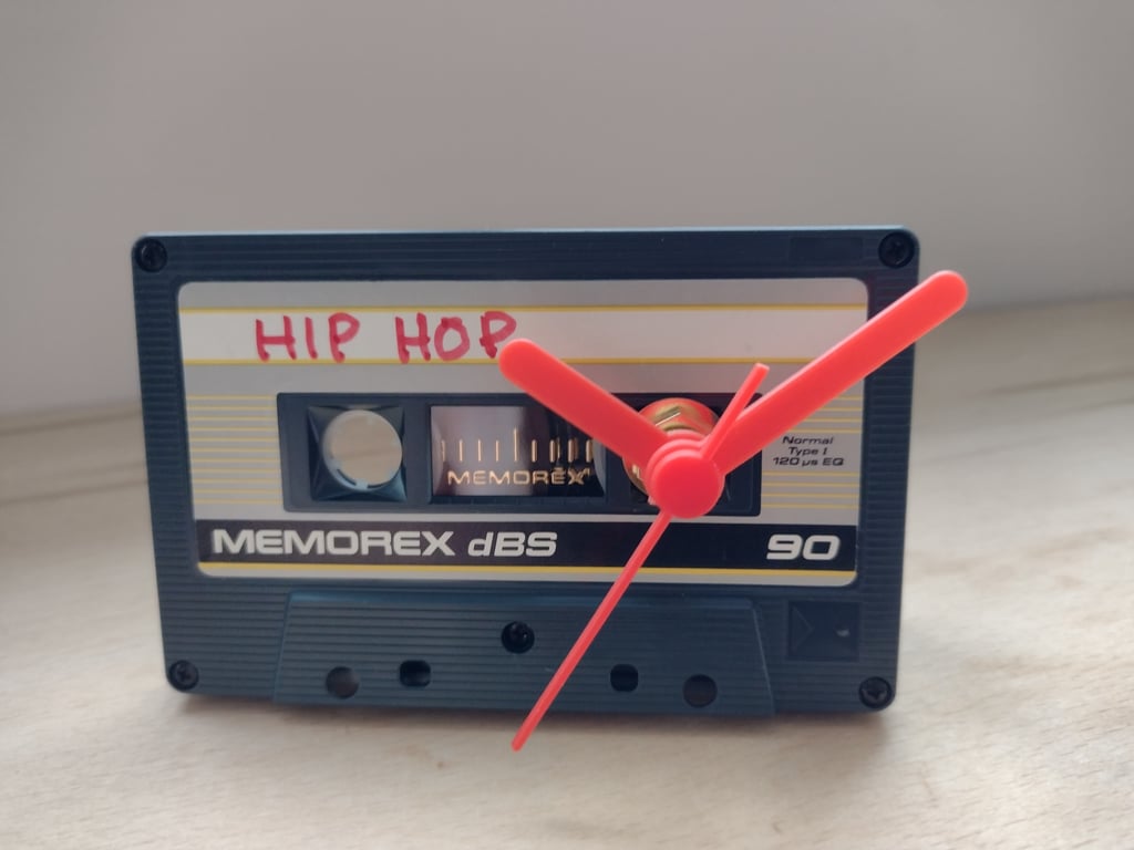 Desk Clock upcycled from Vintage Cassette Tape, gift for HIP HOP music fans