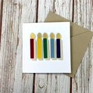 Personalised Rainbow Candles Birthday Card. Handmade Greetings Bright Card 