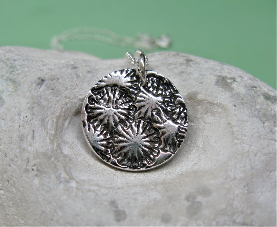 Poppy seed head necklace in fine silver