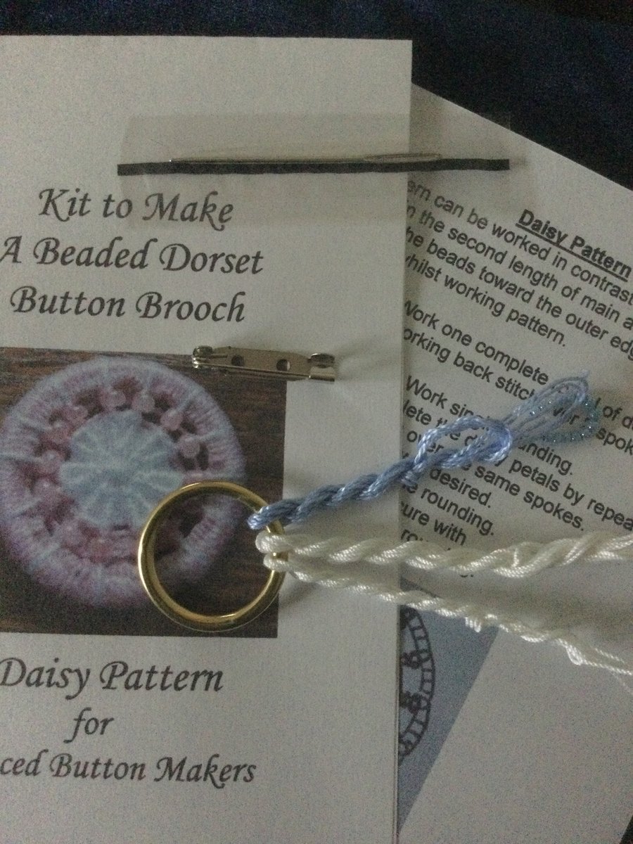 Kit for a Beaded Dorset Button Brooch, Daisy Design BD2