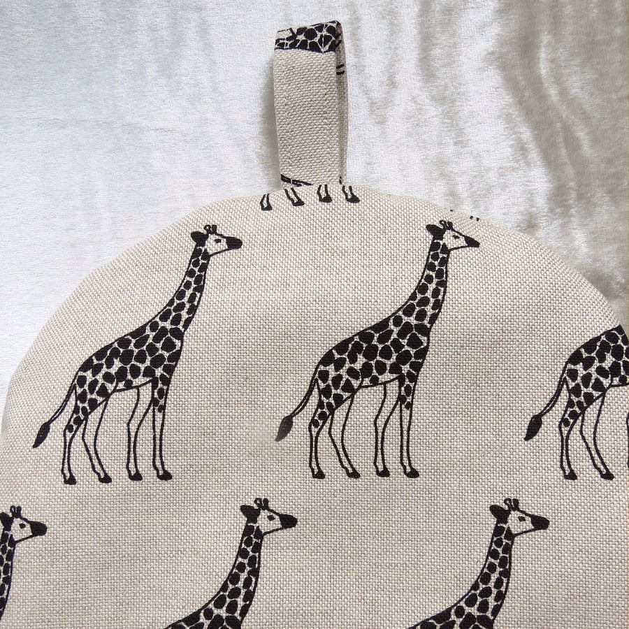 Coffee cosy.  Cafetiere cosy. Made to fit a 2 cup cafetiere.  Giraffes.