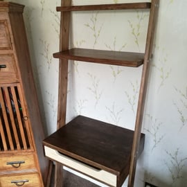 Lean to desk handmade wooden ladder desk with drawer