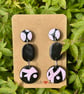 Pink and Black-Patterned Drop Earrings