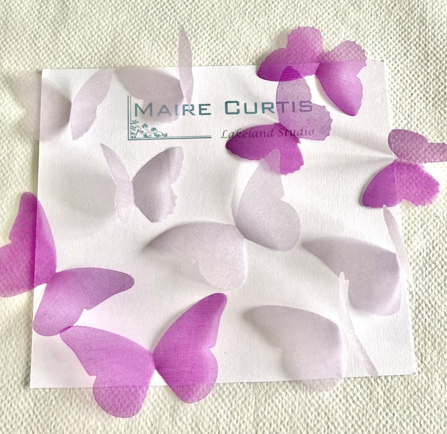 Silk Organza Hand Crafted Butterflies in Shades of Violet