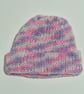 Girls Pink Purple White Beanie Hat 1-2 Years Old 