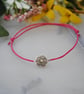 Friendship Bracelet-Pink Fuchsia & silver flower - Image 2