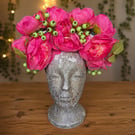 Hot Pink Flower Crown - Handmade Festival Headpiece - Fairycore Floral Crown