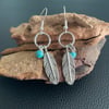Turquoise Feather Earrings