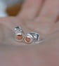 Tiny Stud Earrings, Silver And Copper Studs, Mixed Metal Jewellery - Image 1