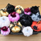 Halloween fabric pumpkin medium handmade autumn decor soft velour or felt 