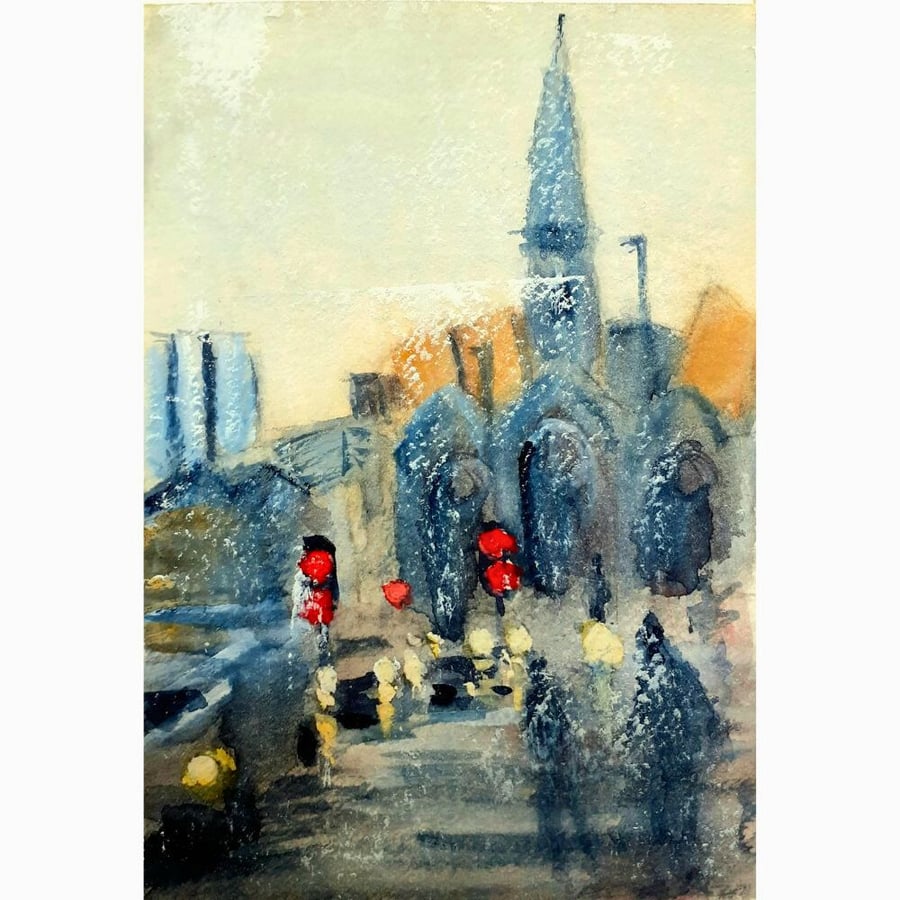 Charles Cross Plymouth Watercolour and Gouache Painting on Paper