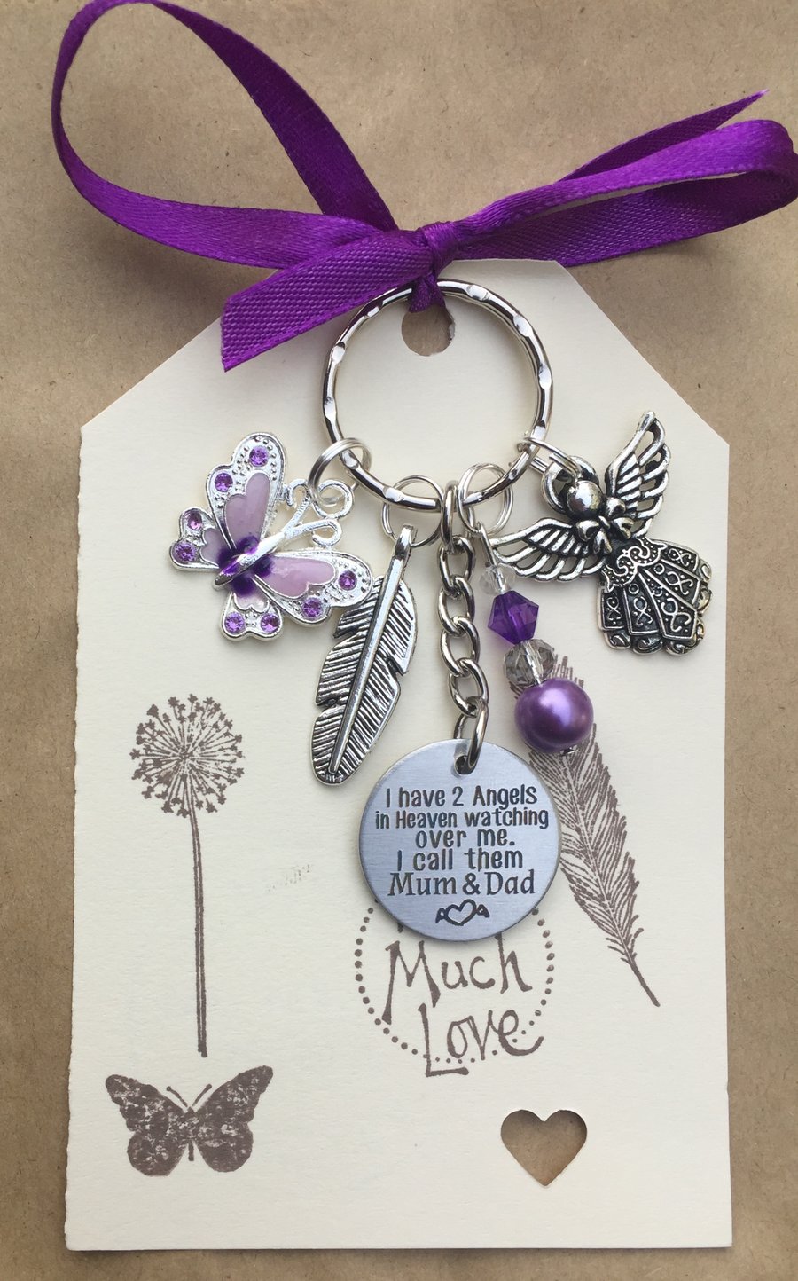 I have 2 Angels watching over me I call them Mum & Dad Keyring memorial 
