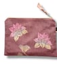 Dusty Pink Linen Lotus Flower Zip-Up Pouch - Image 4