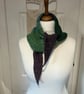 Triangle Scarf Neckerchief Green, Purple Autumn tones coloured 110cms long 