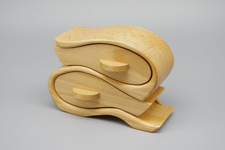 Handmade Wooden Trinket, Jewel Box. Scottish Beech.