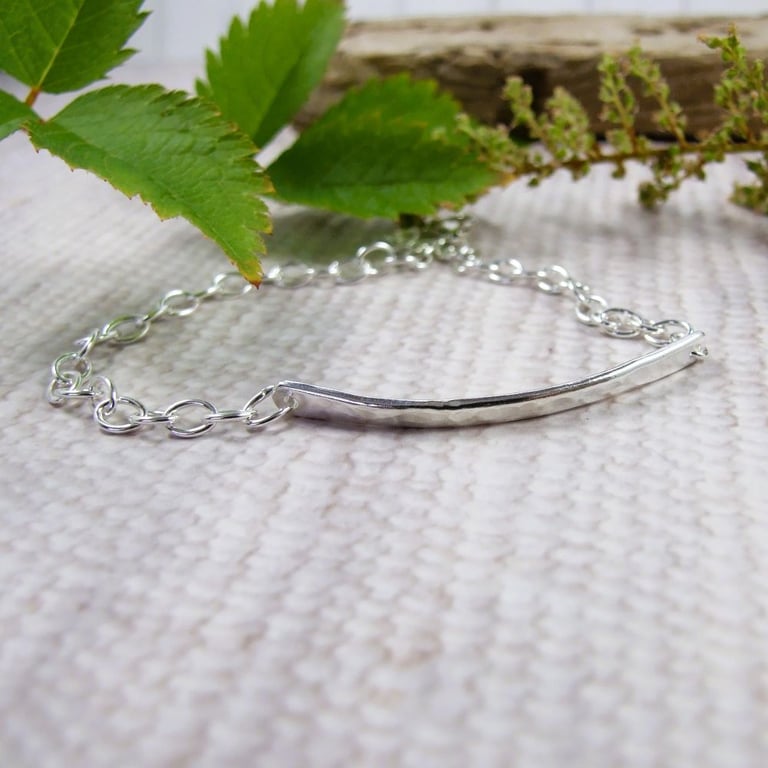 Sterling Silver Bar Bracelet. Adjustable fit up to 19cms