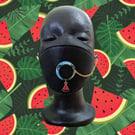 Black SIP valve cap with watermelon charm and gold keeper