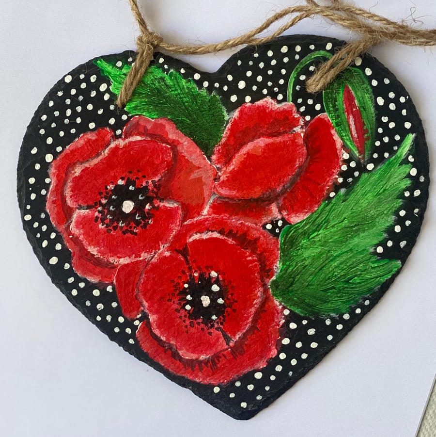 Slate poppy heart 