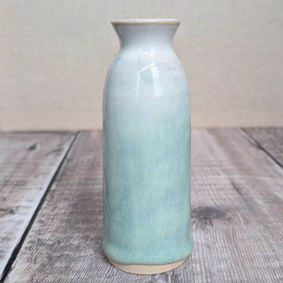 Perfectly imperfect Small white turquoise ceramic vase