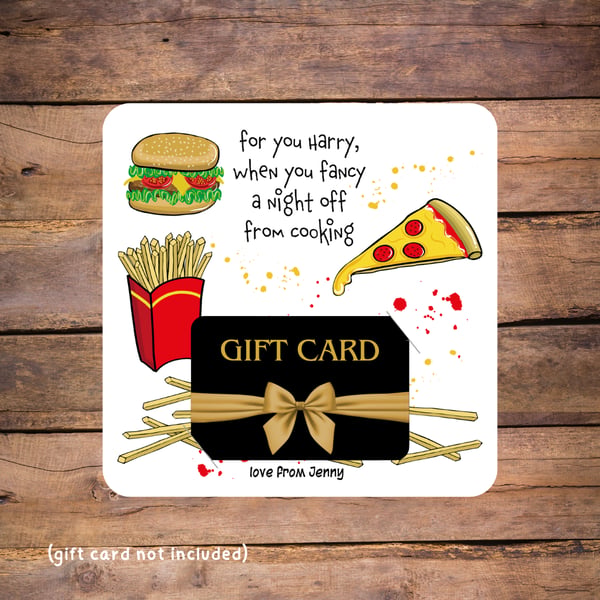 Takeaway Gift Card Holder, personalised 