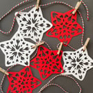 Star Papercut Garland (Red and White)