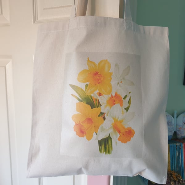 Daffodil Narcissus Print Cotton Tote