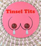 Funny Tinsel Tits Coaster – Novelty Pink Coaster – Christmas Gift for Her