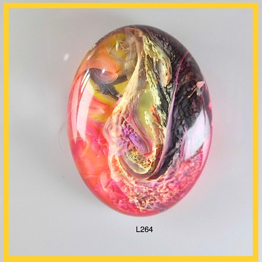 Large Pink Cabochon, hand made, Unique, Resin Jewelry - L264