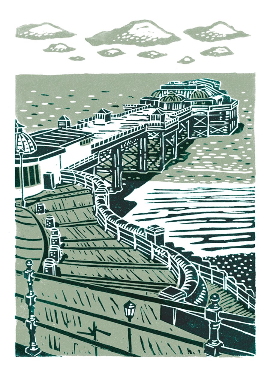 Cromer No.2 A3 poster-print (light grey & dark green)