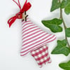 CHRISTMAS TREE DECORATION - red stripes and checks