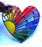 Sun Heart Suncatcher Stained Glass Rainbow Rays Handmade 007 - Image 3