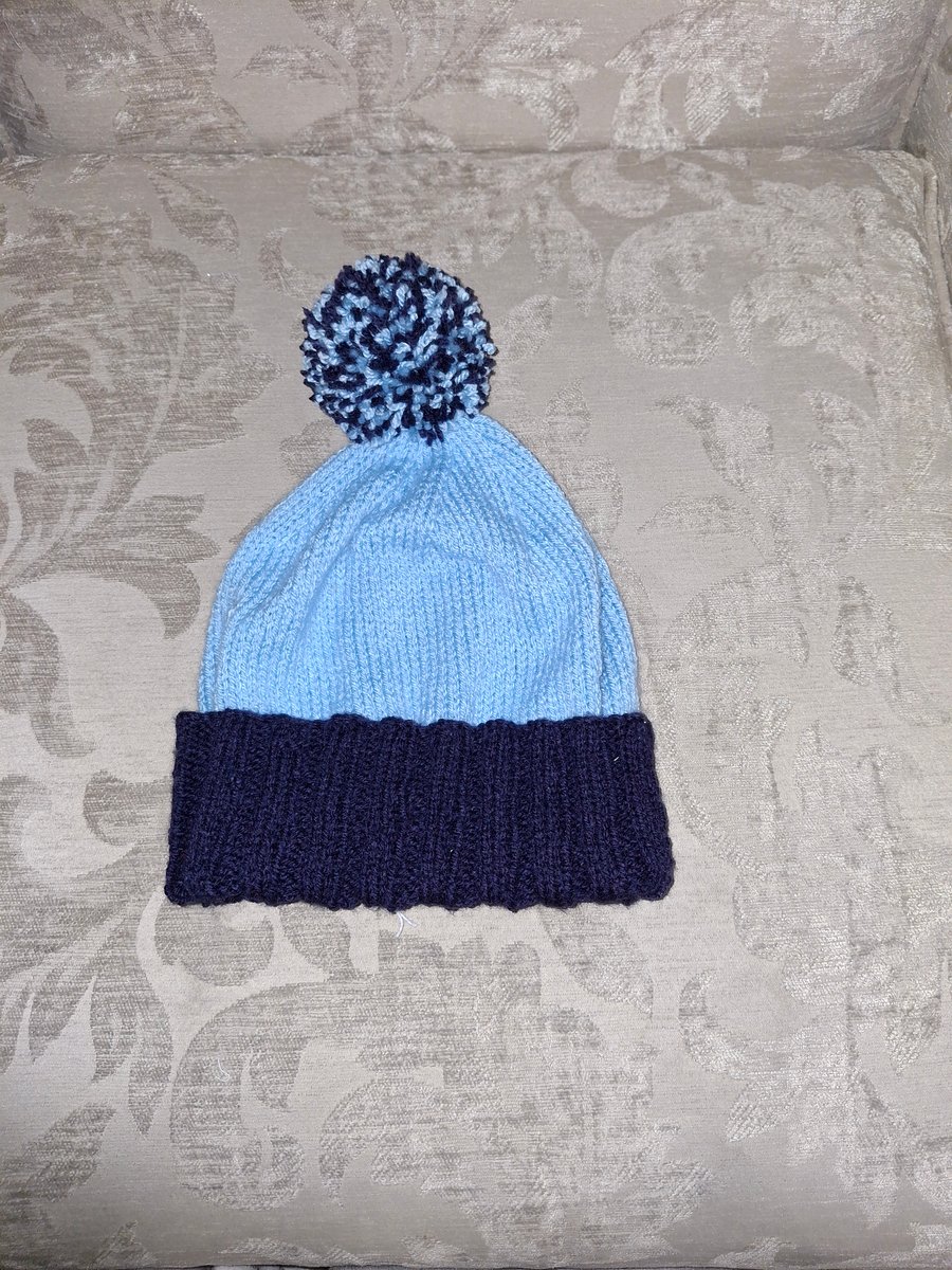 Childs Hat in Pale and Navy Blue