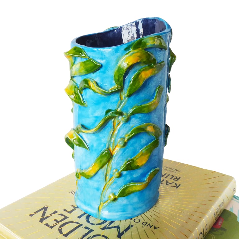 Kelp Forest Porcelain Pot - Hand Built