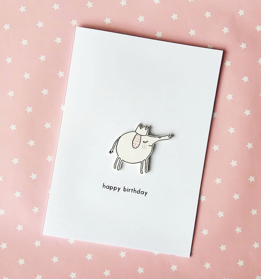 birthday card - elephant - handmade card