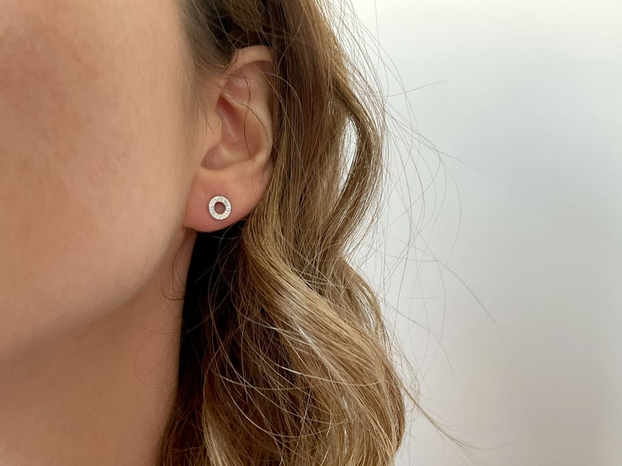 Handmade Silver Tree Bark Stud Earrings