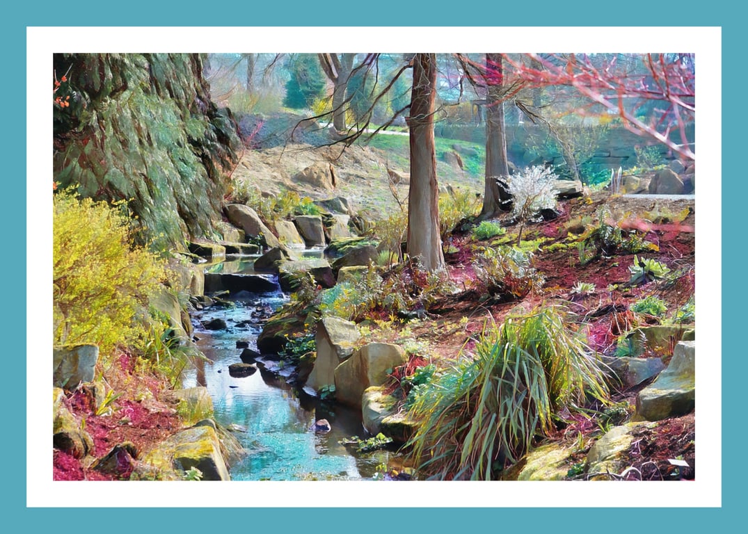 Stream RHS Garden Harlow Carr A5 Greeting Card March 2026