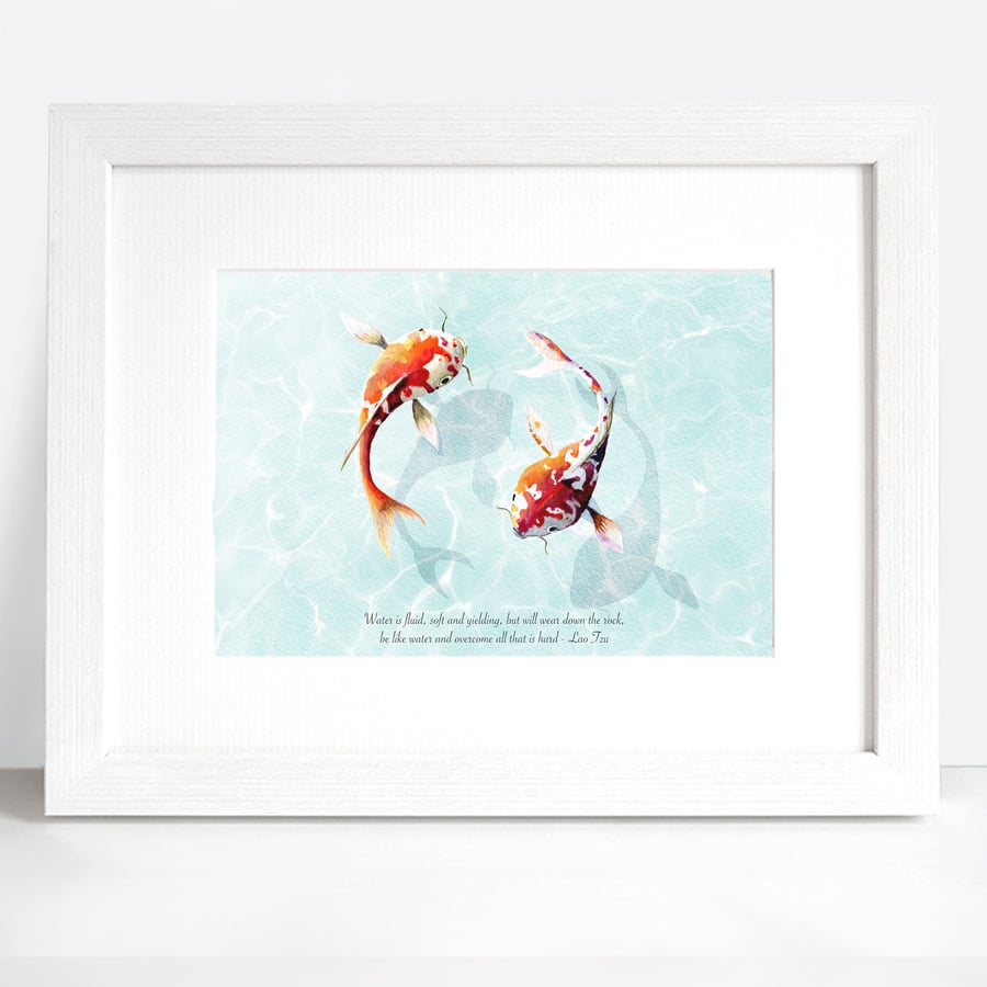 The Doa and the Koi - Zen fish print of original watercolour art - Artist - Sara